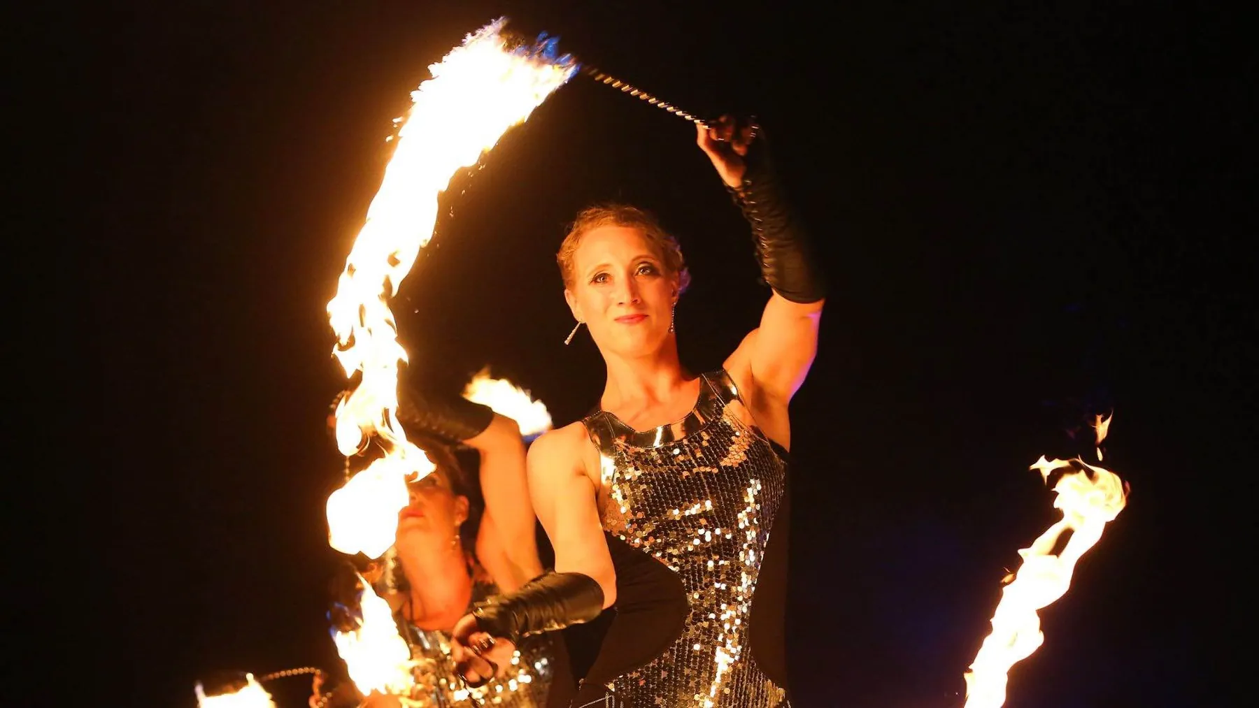 Fire performer at a private villa party