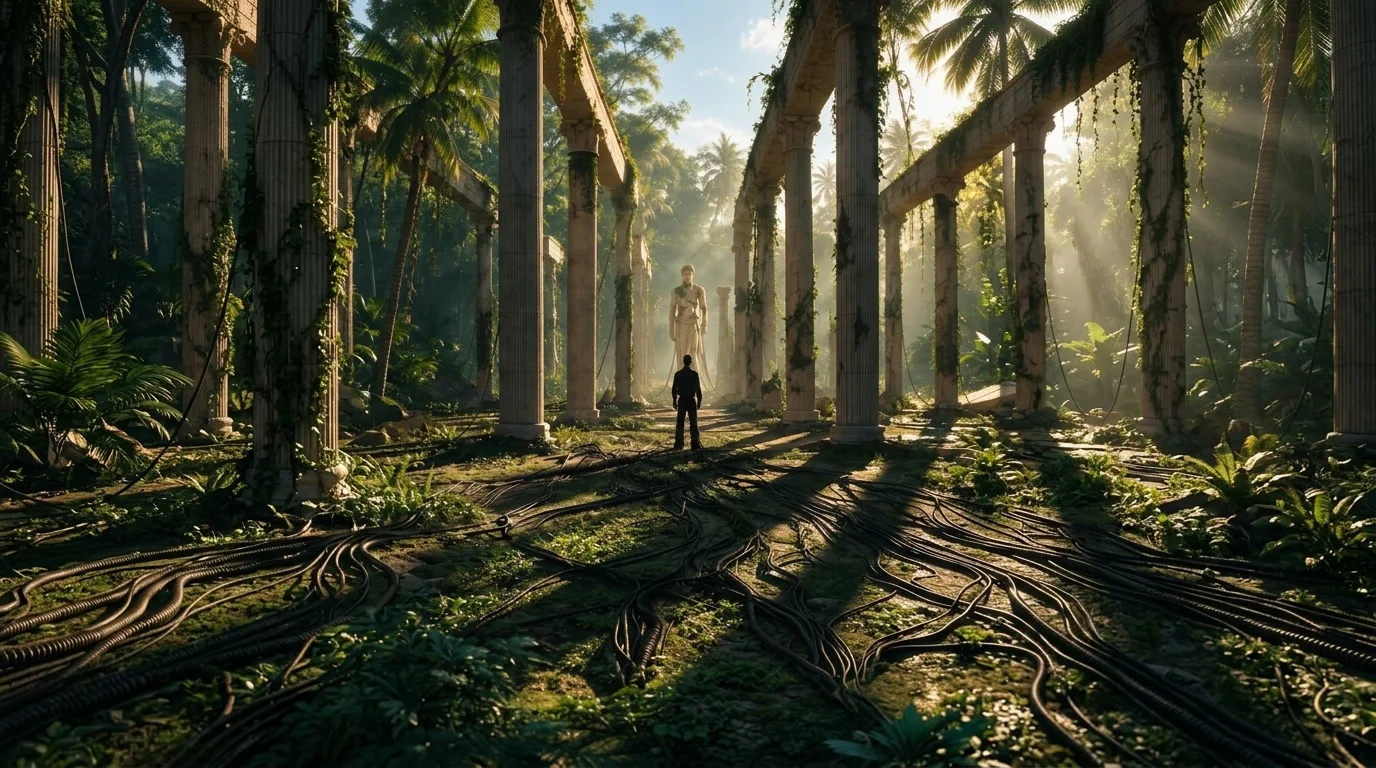 Jungle temple ruins from the ÆDEN show at Zamna Tulum