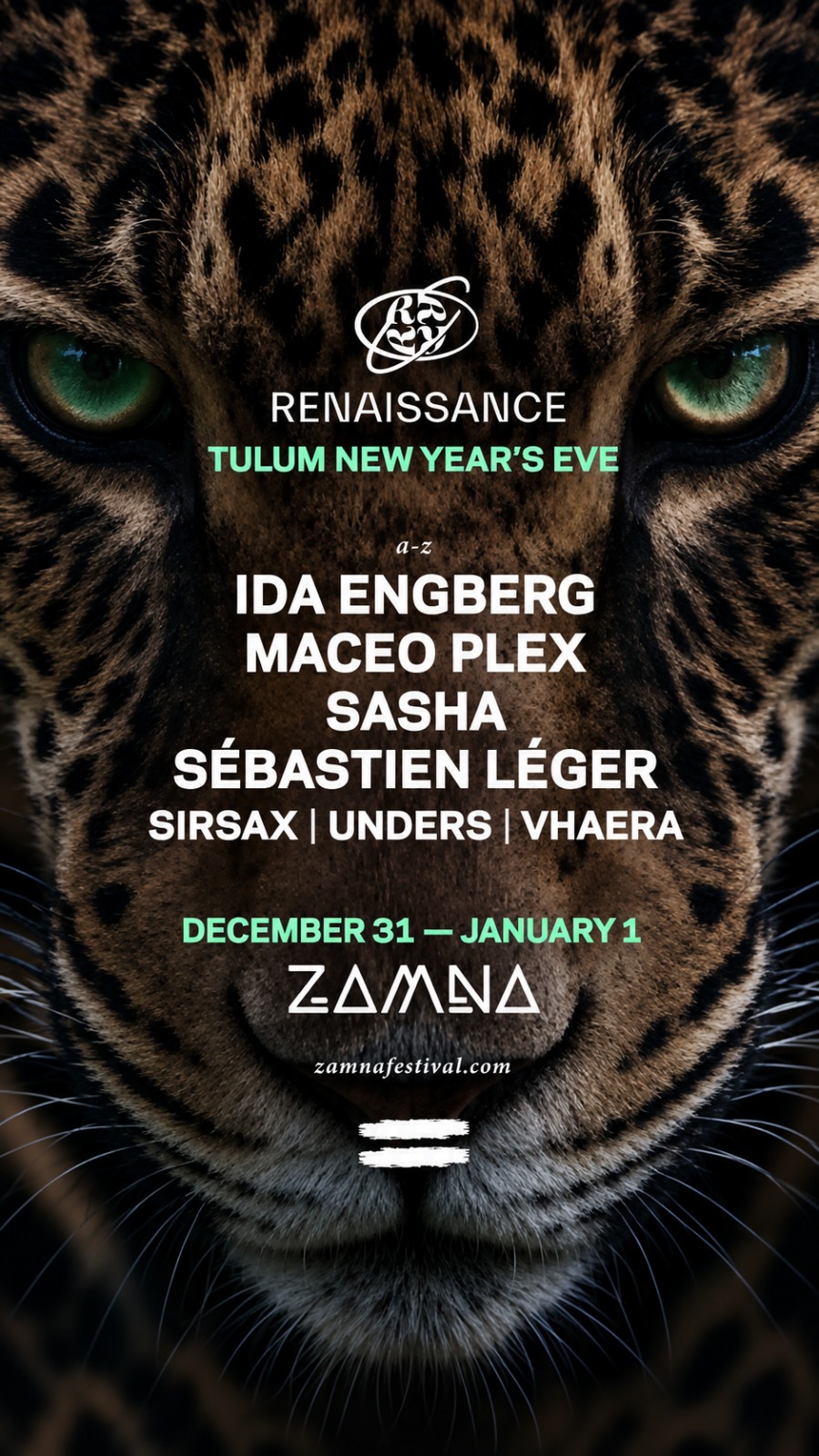 Official Renaissance Tulum New Year's Eve ad-lineup announcement at Zamna